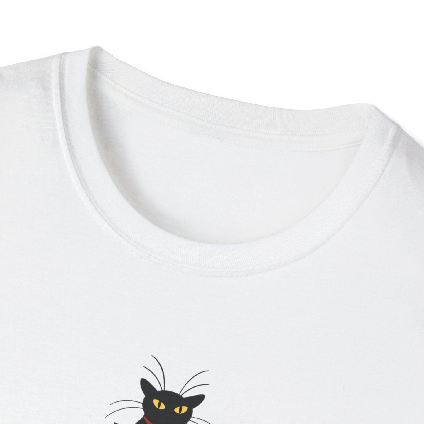 Le Chat Amélie Unisex T-Shirt, Coffee Lover Gift, Cute Cat Tee, Softstyle Graphic Tee, Casual Wear, Present for Cat Lovers