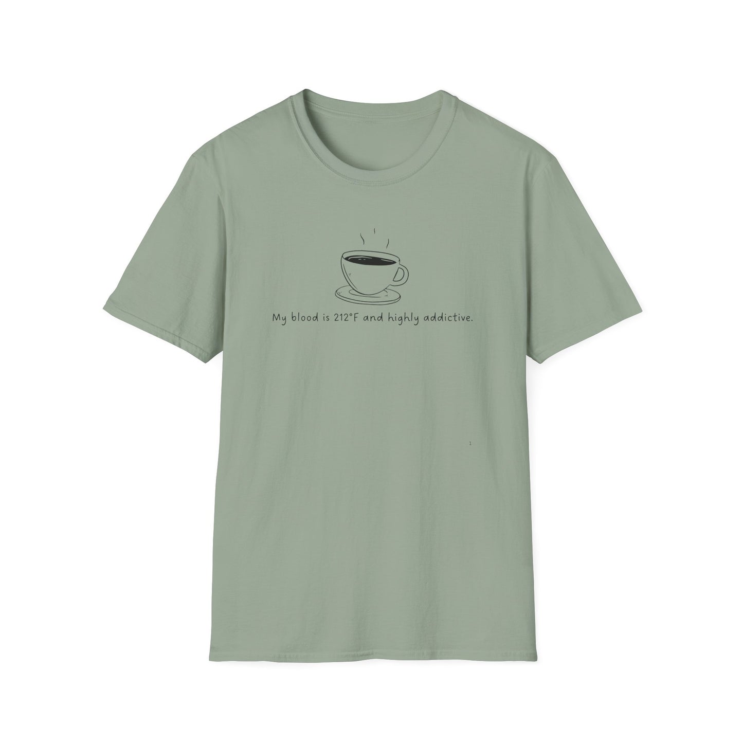 My Blood is Addictive Unisex T-Shirt, Perfect Gift for Friends, Funny Quote Tee for Birthdays, Casual Wear, Coffee Addict Apparel