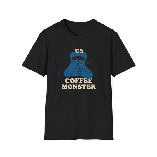 Coffee Monster T-Shirt, Unisex Funny Shirt, Gift for Coffee Lovers, Casual Wear, Unique Graphic Tee